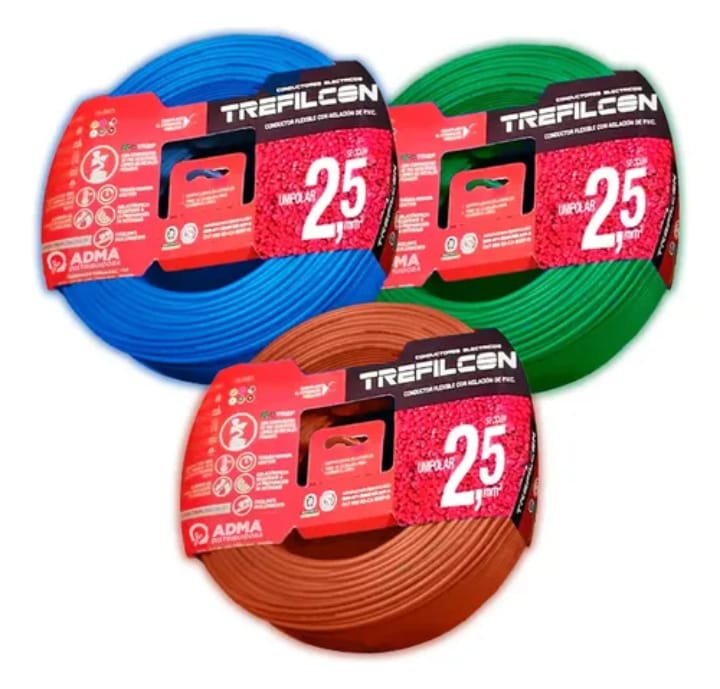 Cable Unipolar 2.5mm Trefilcon Pack X 3 Rollos De 50 Mts